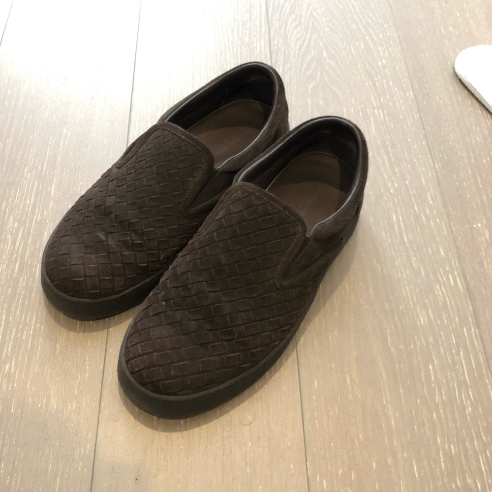 Bottega Veneta dark brown suede slip on